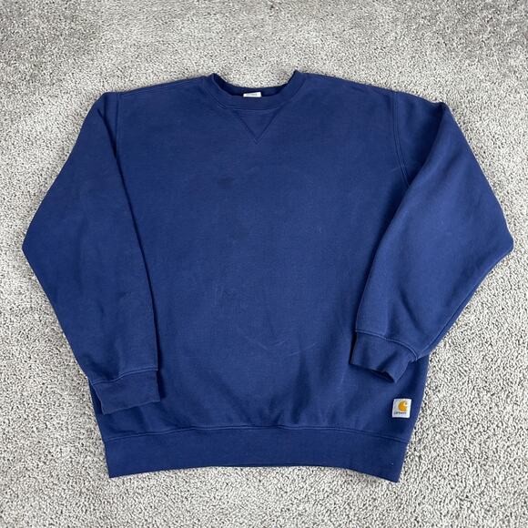Carhartt Sweatshirt Mens Large Blue Loose Fit Midweight Crewneck Pullover - Picture 2 of 12